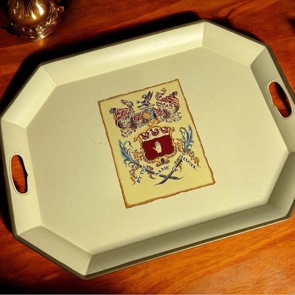 Vintage  1960s Commemorative Serving Tray Metal John Hancock 100 Anniversary - Picture 1 of 9